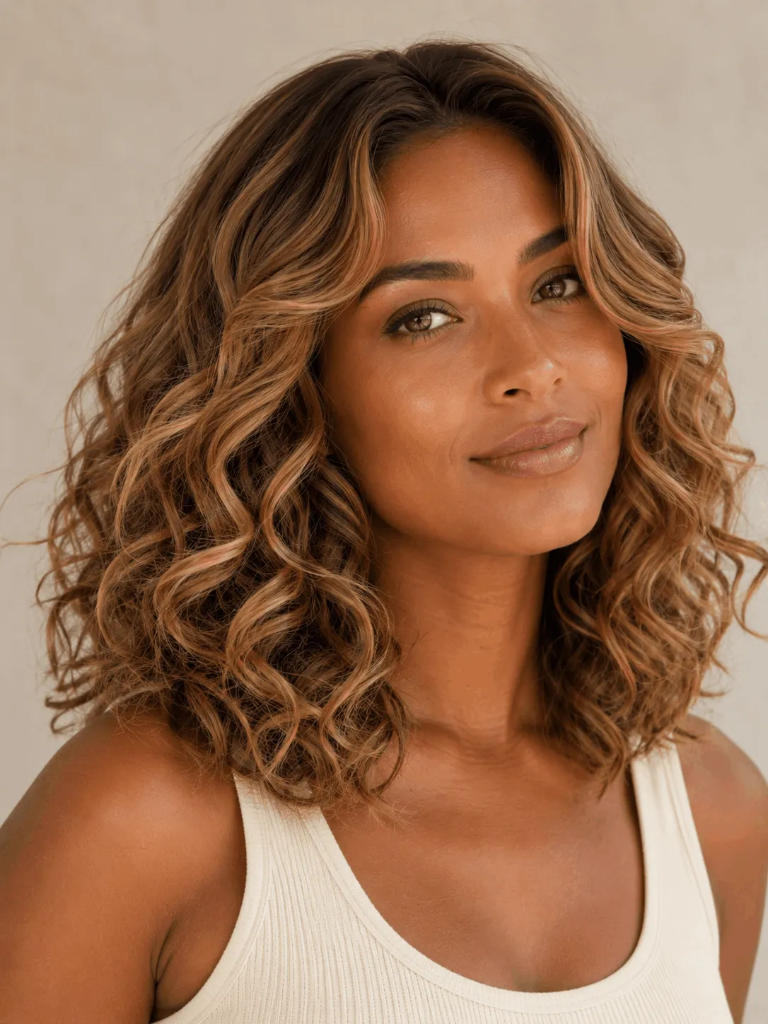 Real example of Golden Caramel Bronde hair dye result, a flattering choice for warm or neutral undertones