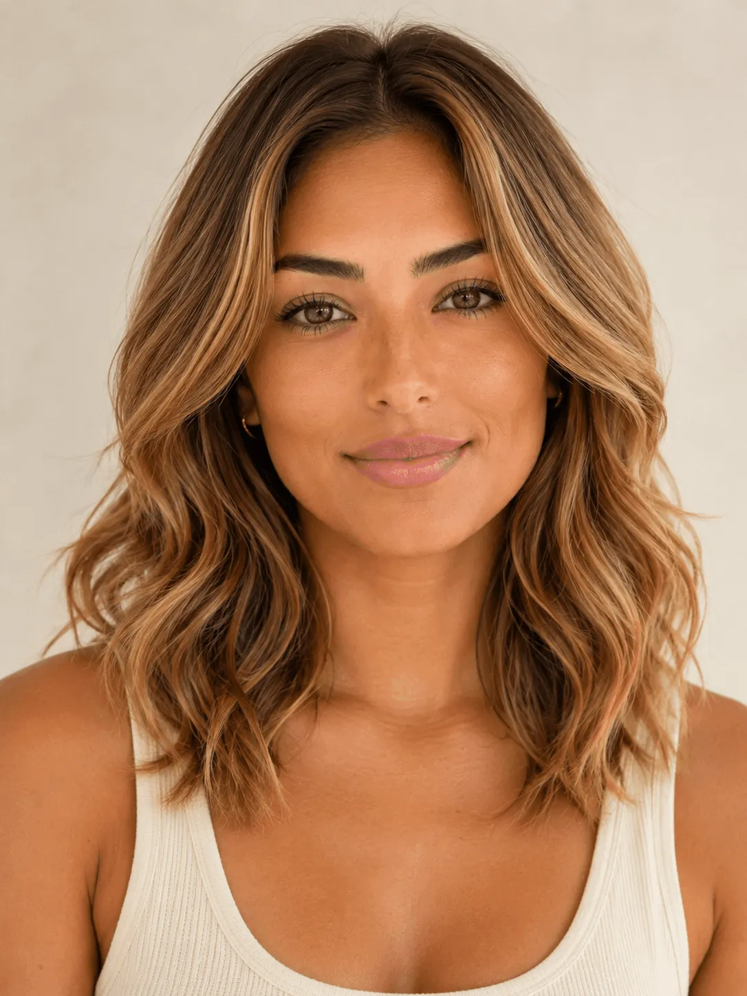 Golden Caramel Bronde hair color in real life — a strong answer to "what color should I dye my hair" for soft autumn coloring